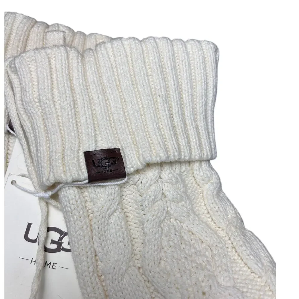 NWT Ugg Home Cable Knit Christmas Stockings Set of 2 Cream White Holiday Decor